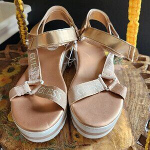 Guess Sandals with Velcro Straps in Rose Gold